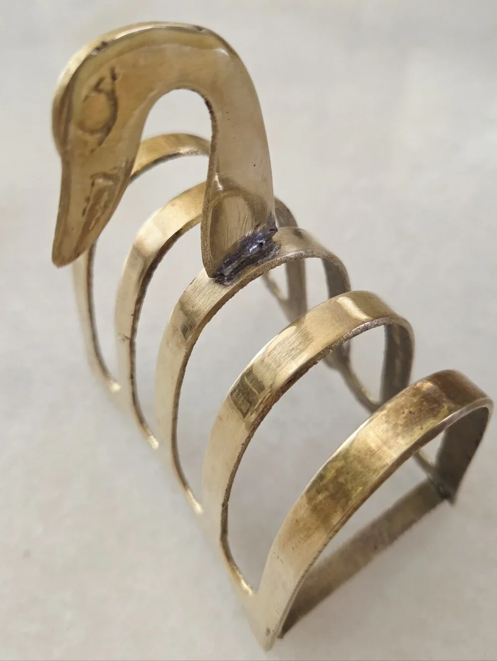 Vintage Englush Traditional Brass Swan / Duck Letter Holder / Toast Rack